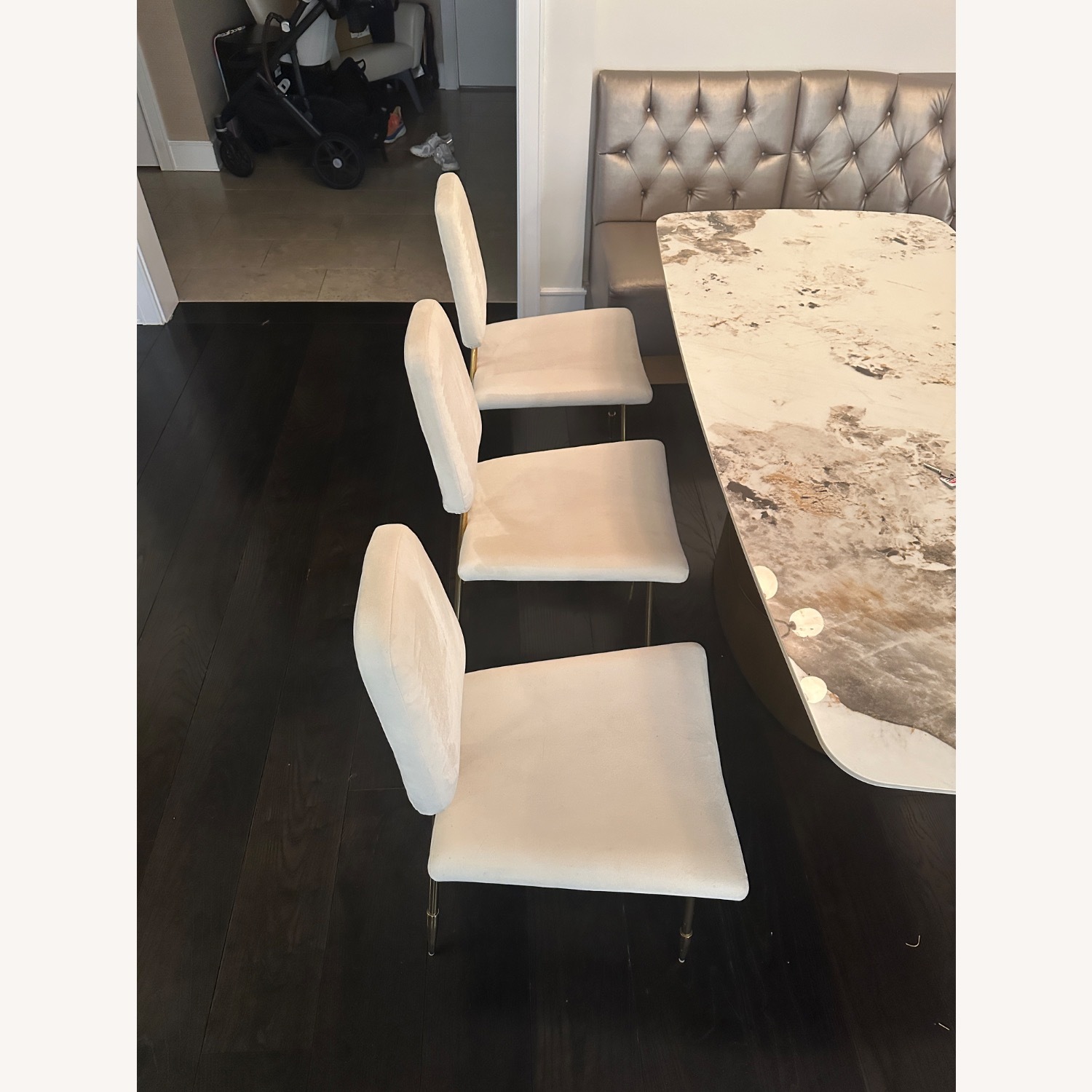 Modway Ponder White Velvet Dining Chair - image-4