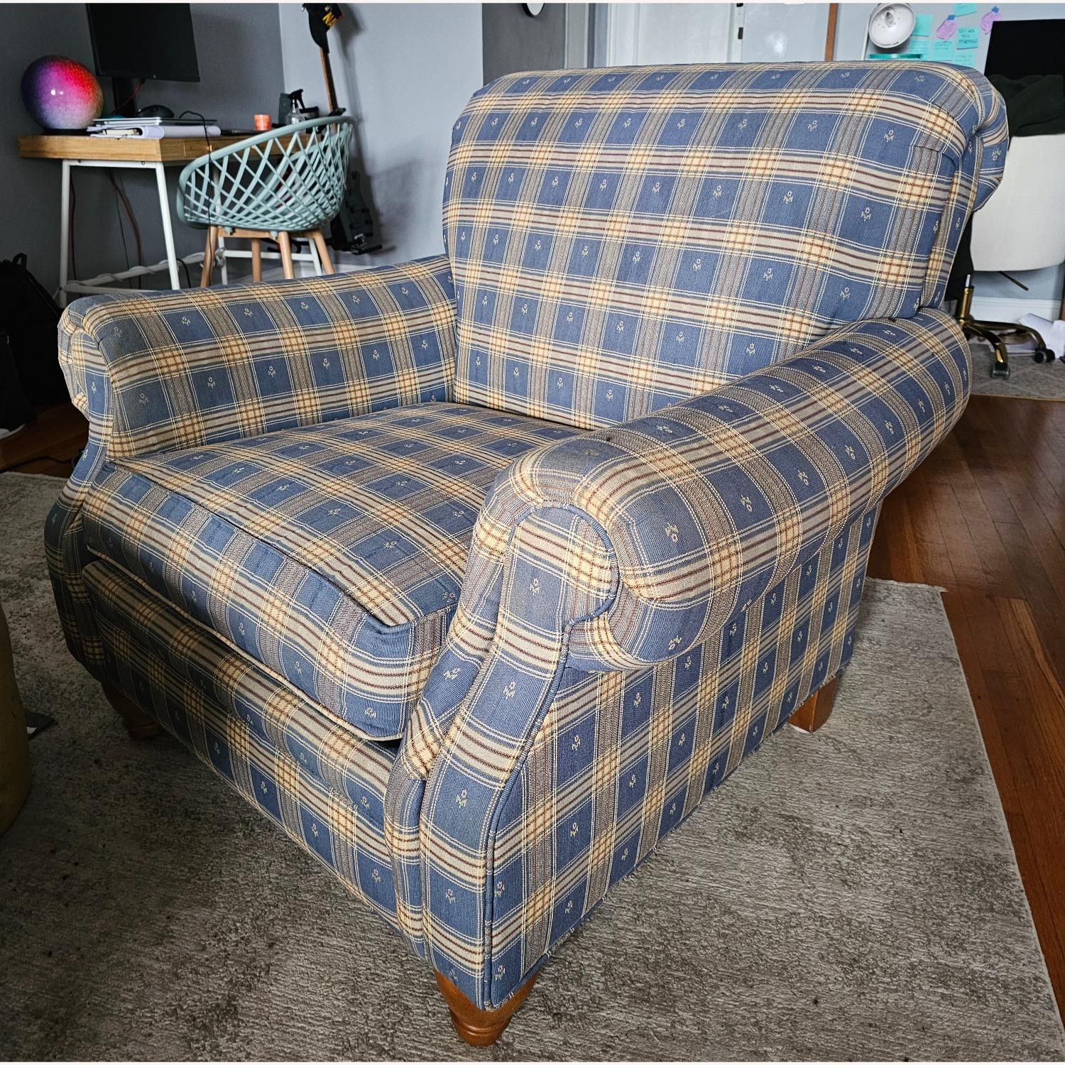 Blue Fabric Armchair - image-2