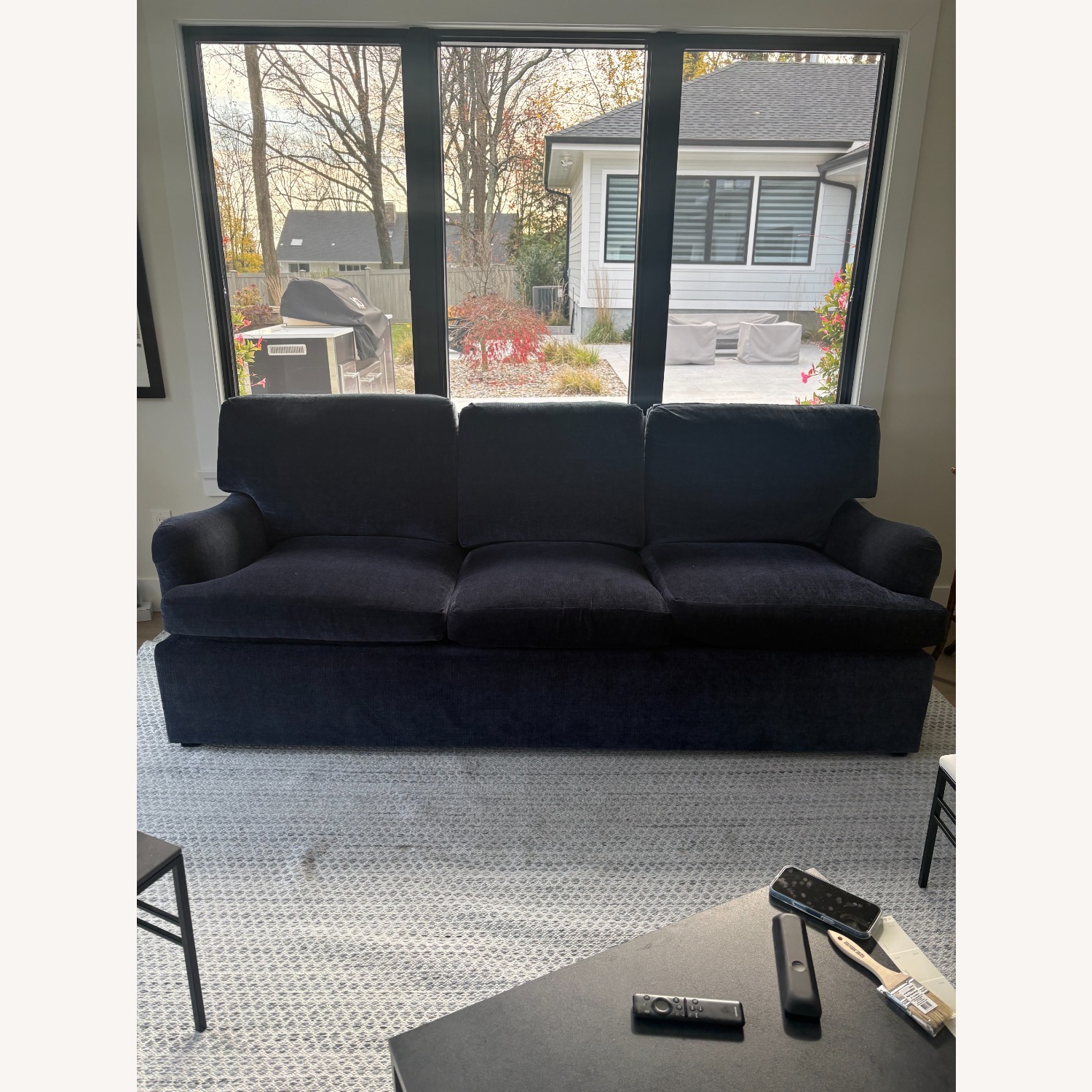 Custom Made Couch Blue Velvet 3+ Seater Sofa      - image-1