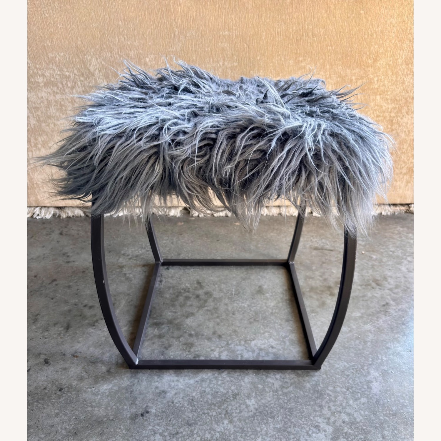 Contemporary Faux Fur-Top Accent Stools (Set of 2) - image-3