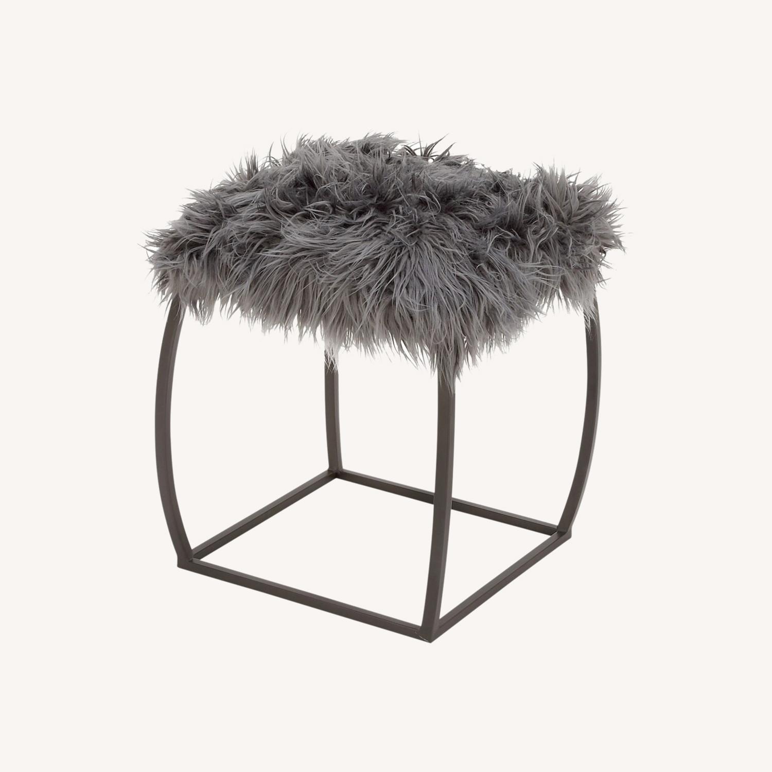 Contemporary Faux Fur-Top Accent Stools (Set of 2) - image-0