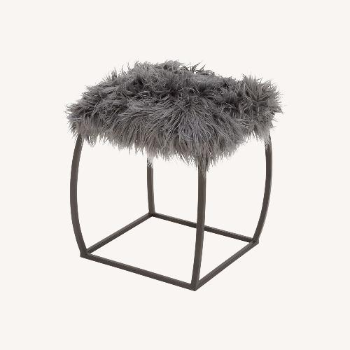 Used Contemporary Faux Fur-Top Accent Stools (Set of 2) for sale on AptDeco
