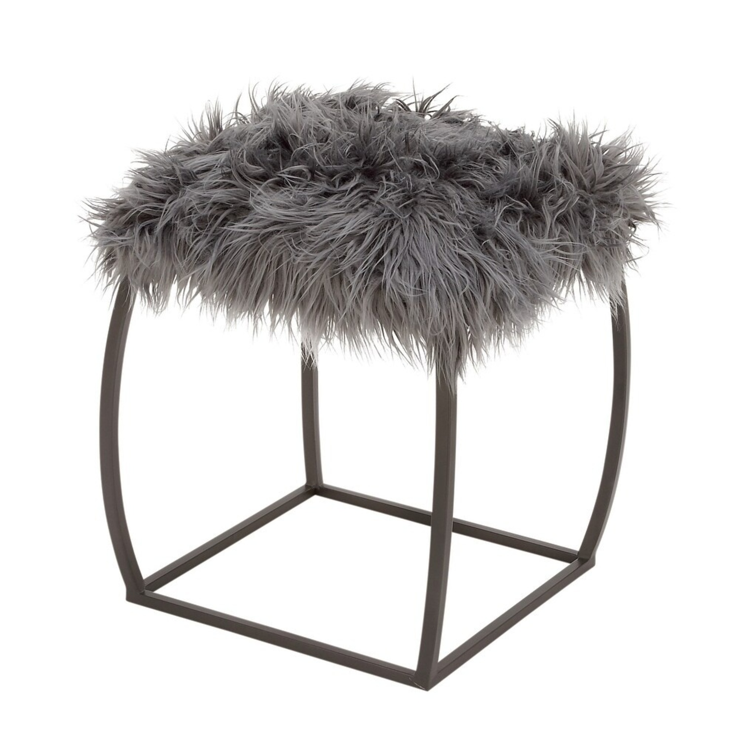 Contemporary Faux Fur-Top Accent Stools (Set of 2) - image-4