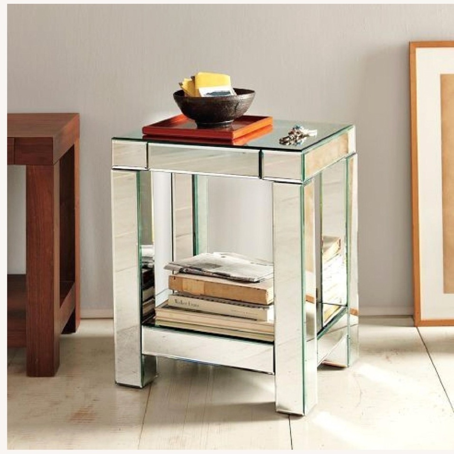 West Elm Parsons Silver Mirrored Glass Side Table - image-4
