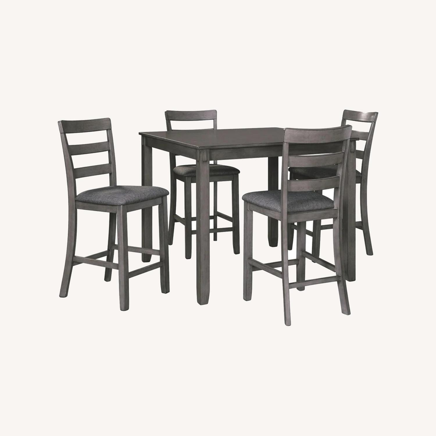 Dark Gray Wood Dining Set - Table with 4 Chairs  - image-0