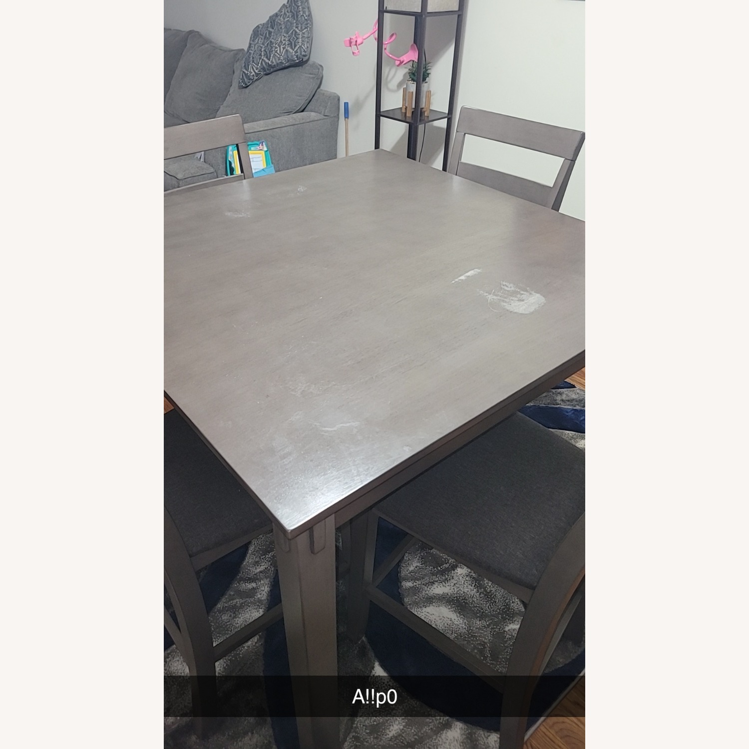 Dark Gray Wood Dining Set - Table with 4 Chairs  - image-3