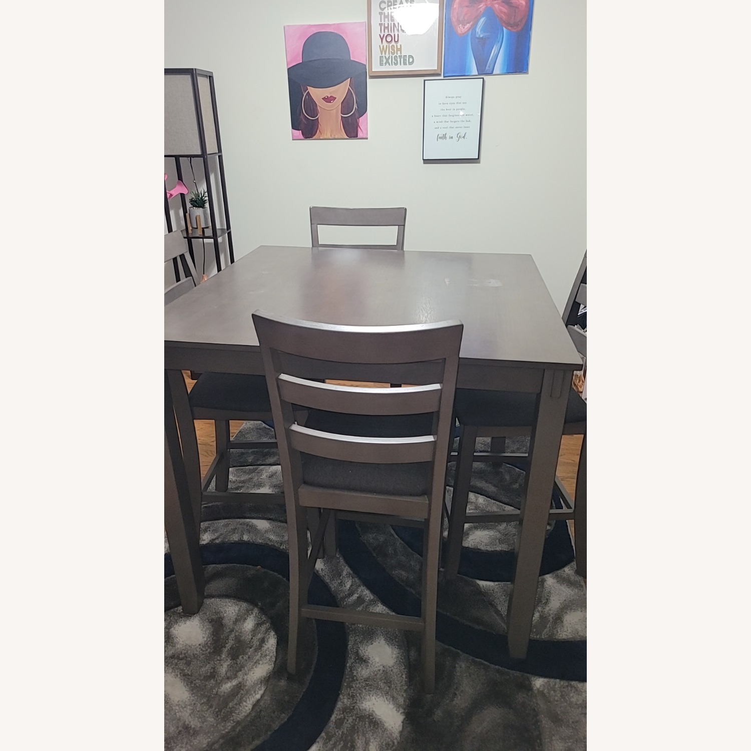 Dark Gray Wood Dining Set - Table with 4 Chairs  - image-2