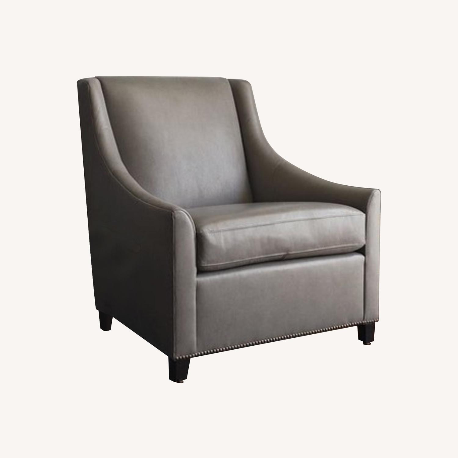 West Elm Sweep Elephant Gray Leather Chair  - image-0