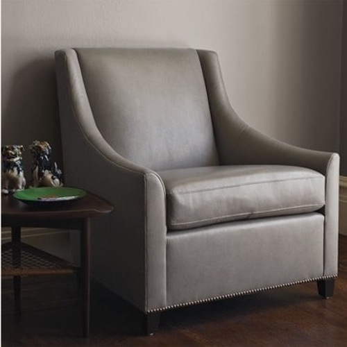 Used West Elm Sweep Elephant Gray Leather Chair for sale on AptDeco
