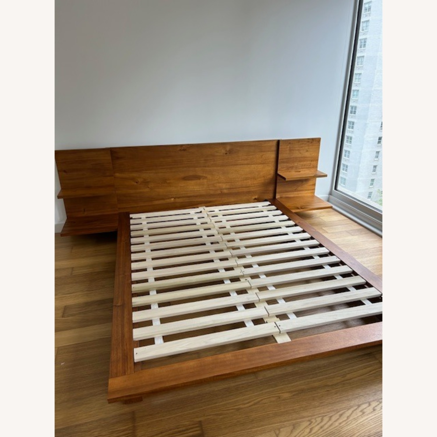 CB2 Andes Acacia Wood Platform Queen Bed with Nightstands - image-2