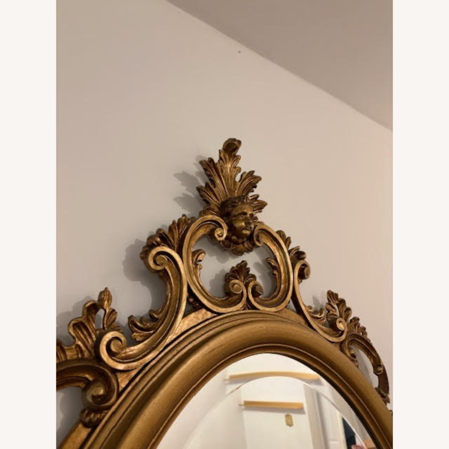 Ornate Baroque-Style Oval Wall Mirror Vintage Gilt - image-3