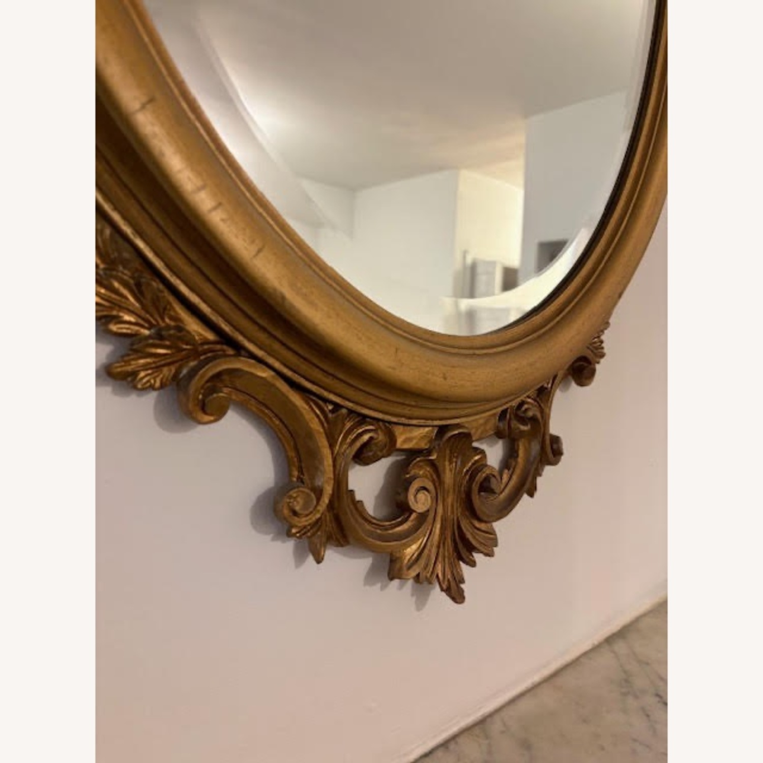 Ornate Baroque-Style Oval Wall Mirror Vintage Gilt - image-2
