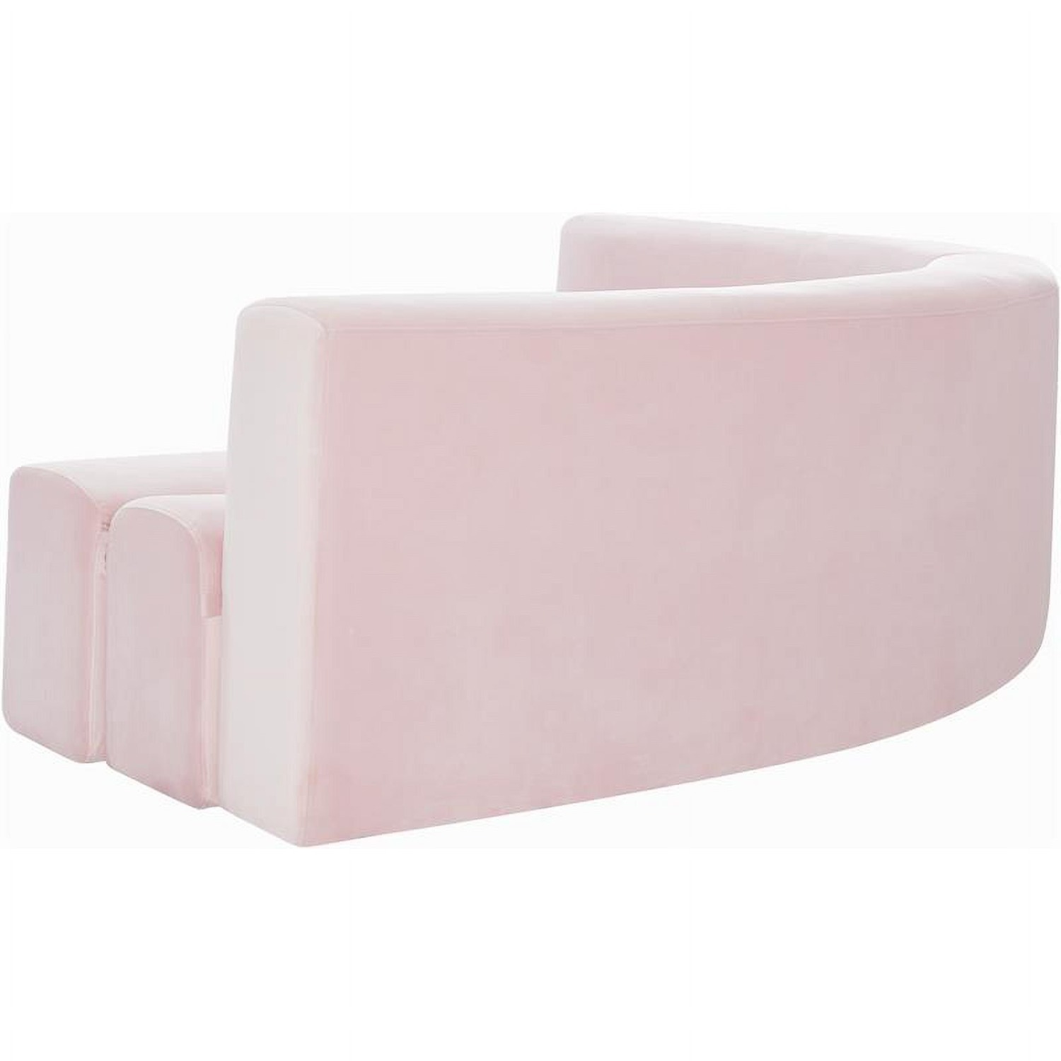 Art Deco Curved Pink Blush Velvet Sofa - image-8