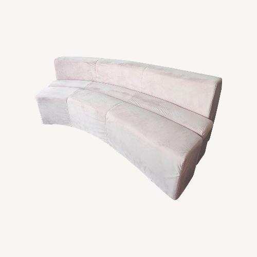 Used Art Deco Curved Pink Blush Velvet Sofa for sale on AptDeco