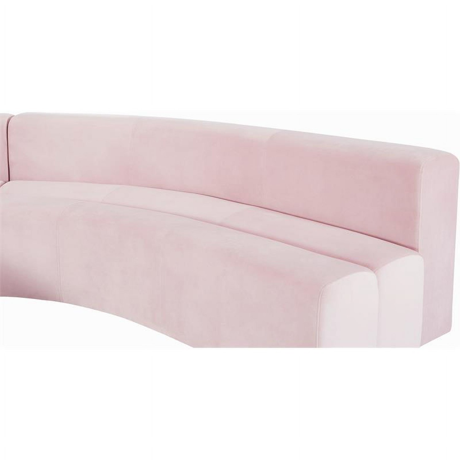 Art Deco Curved Pink Blush Velvet Sofa - image-10