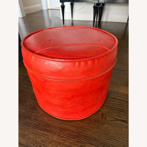 Used Vintage/Antique Finds Orange Leather Ottoman for sale on AptDeco