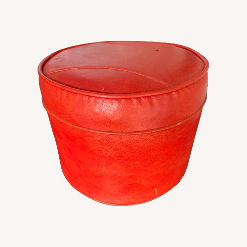Used Vintage/Antique Finds Orange Leather Ottoman for sale on AptDeco