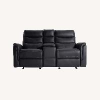Forte Charcoal Reclining Gliding Console Loveseat