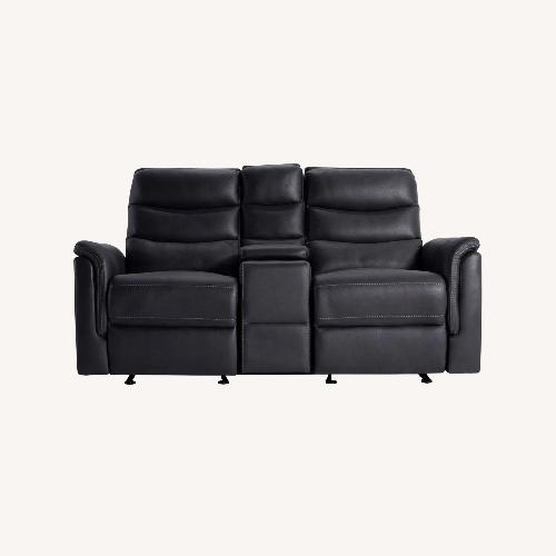 Used Forte Charcoal Reclining Gliding Console Loveseat for sale on AptDeco