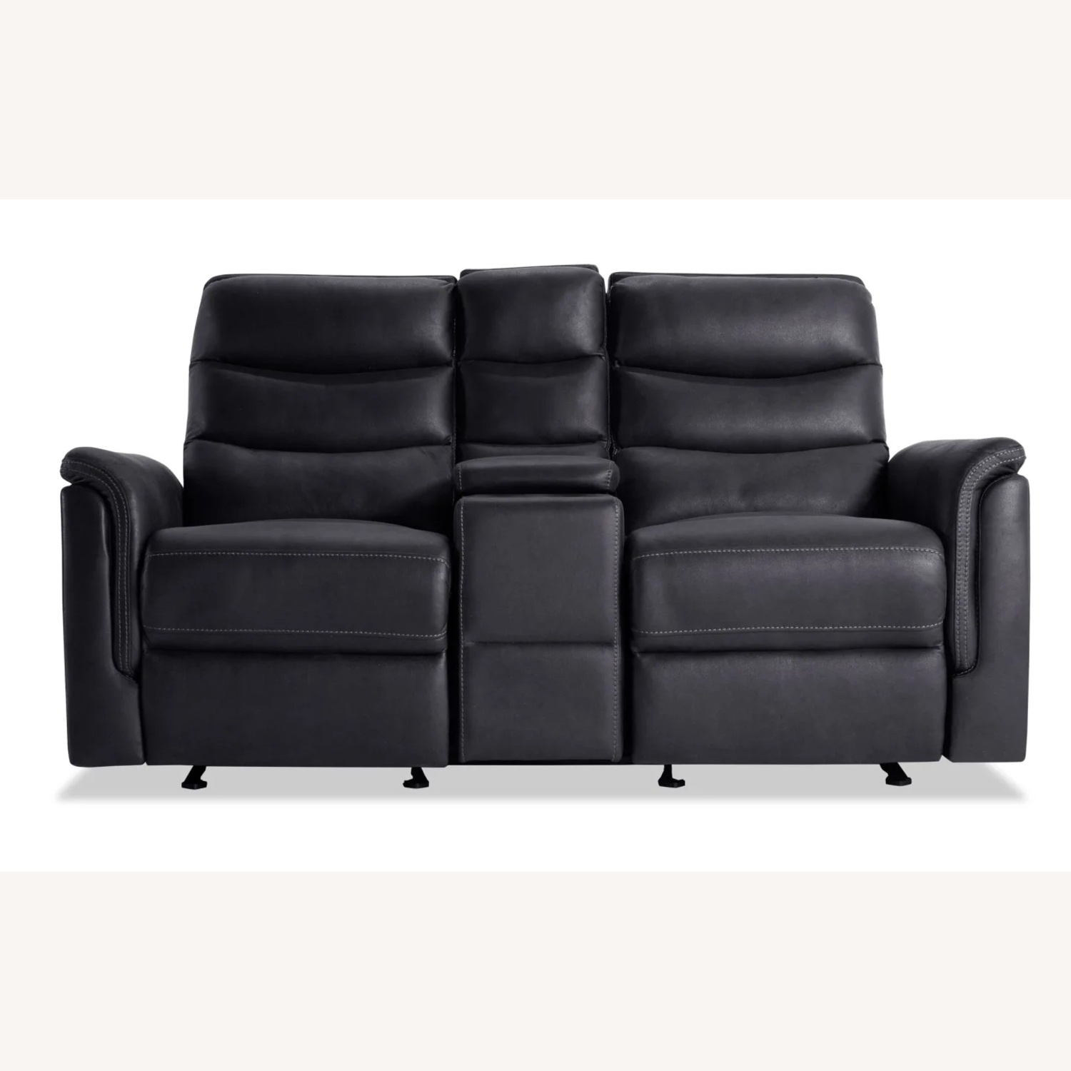 Forte Charcoal Reclining Gliding Console Loveseat - image-4