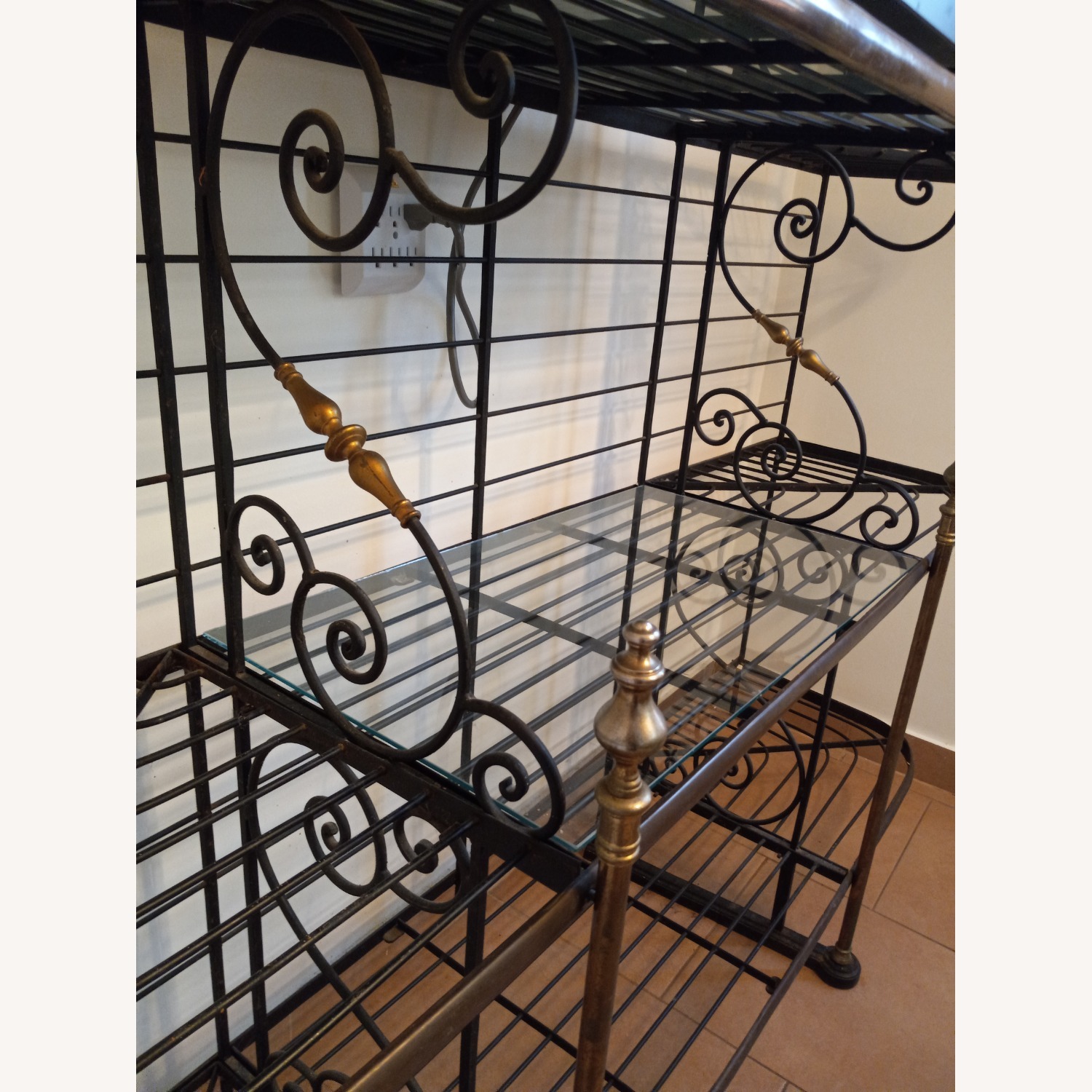 Black Vintage Iron French Bakers Rack - image-2