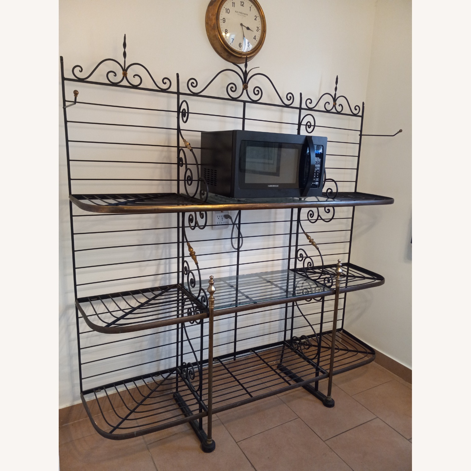 Black Vintage Iron French Bakers Rack - image-1