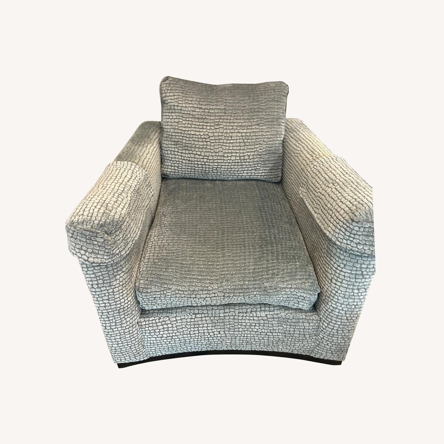 Lee Industries Blue Fabric Swivel Accent Chairs - image-0