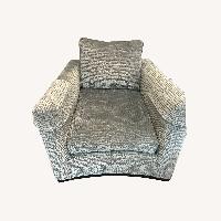 Lee Industries Blue Fabric Swivel Accent Chairs