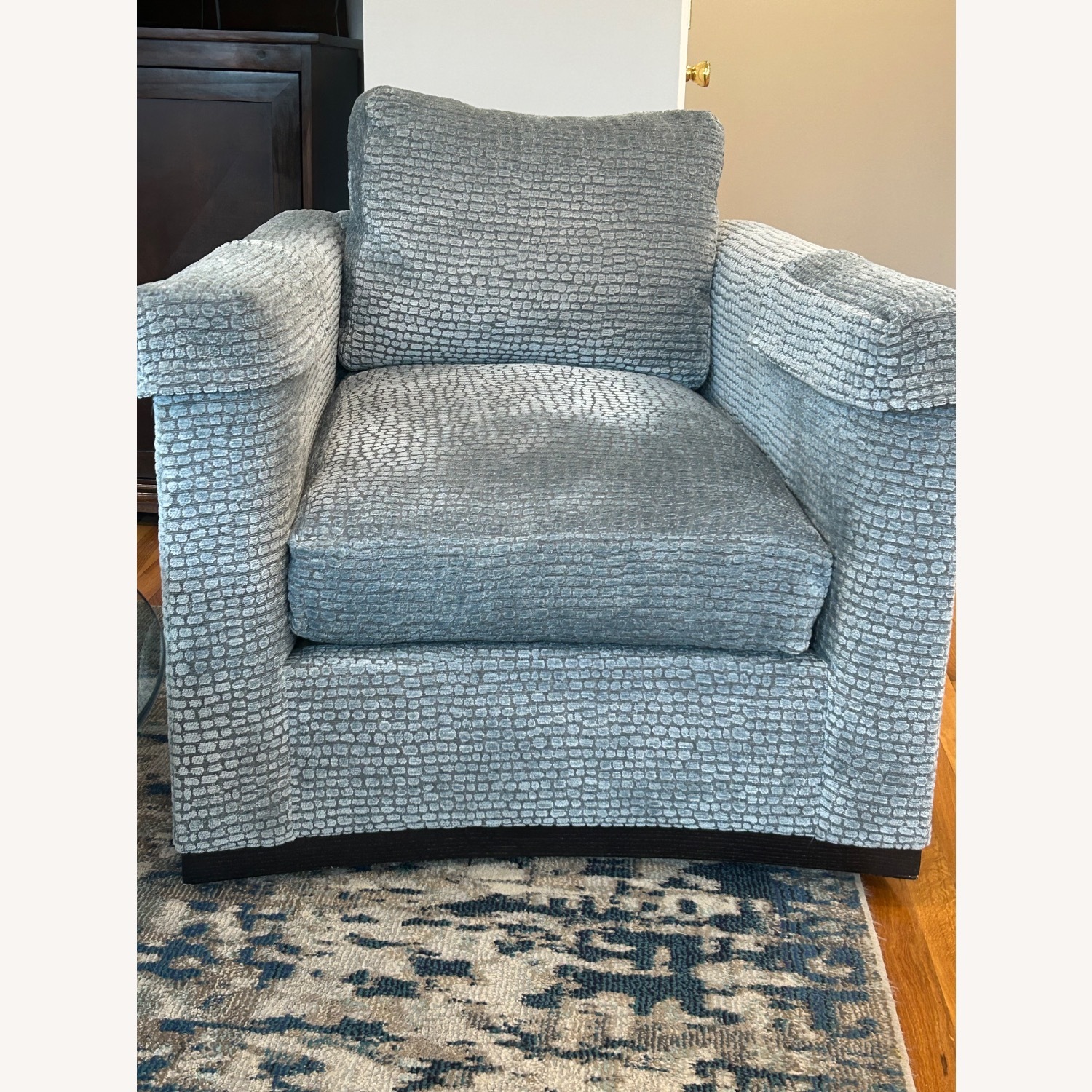 Lee Industries Blue Fabric Swivel Accent Chairs - image-1