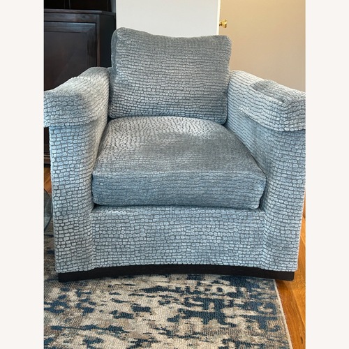 Used Lee Industries Blue Fabric Swivel Accent Chairs for sale on AptDeco