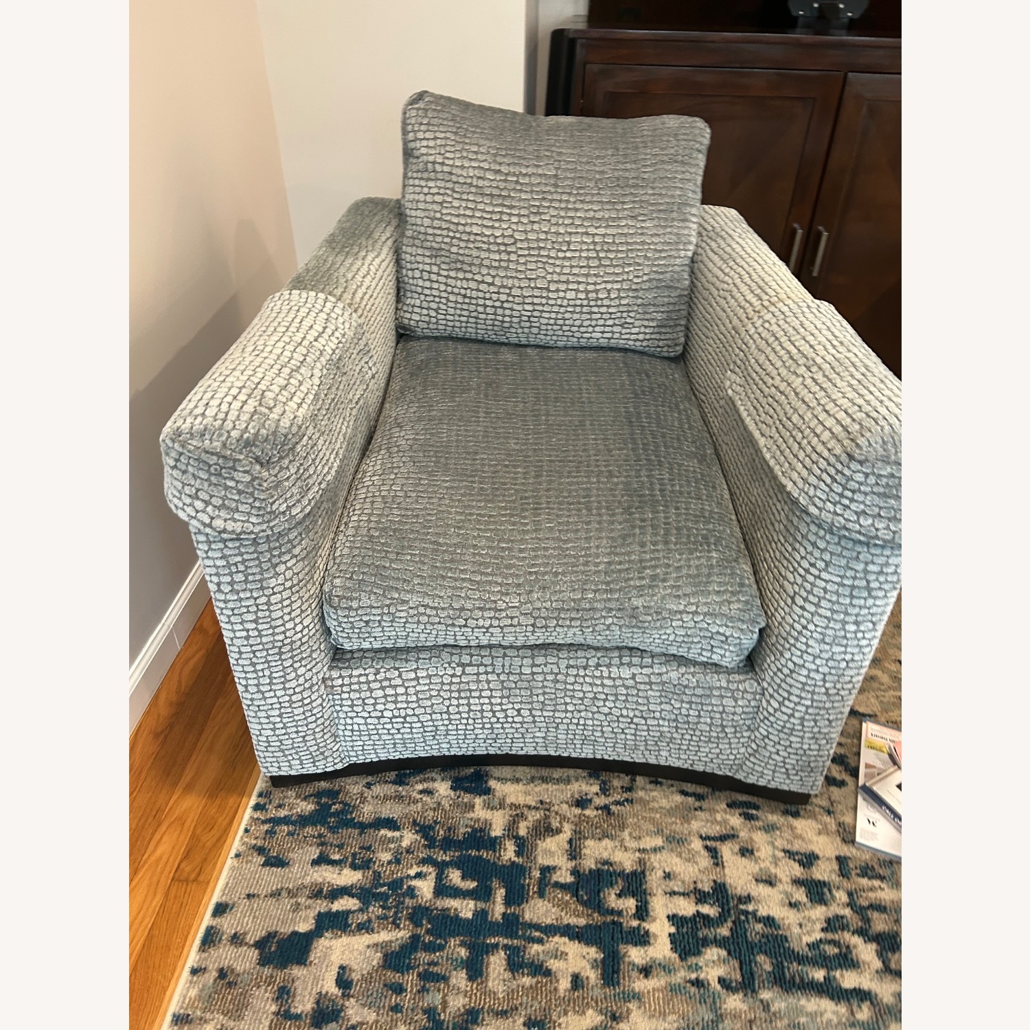 Lee Industries Blue Fabric Swivel Accent Chairs - image-8