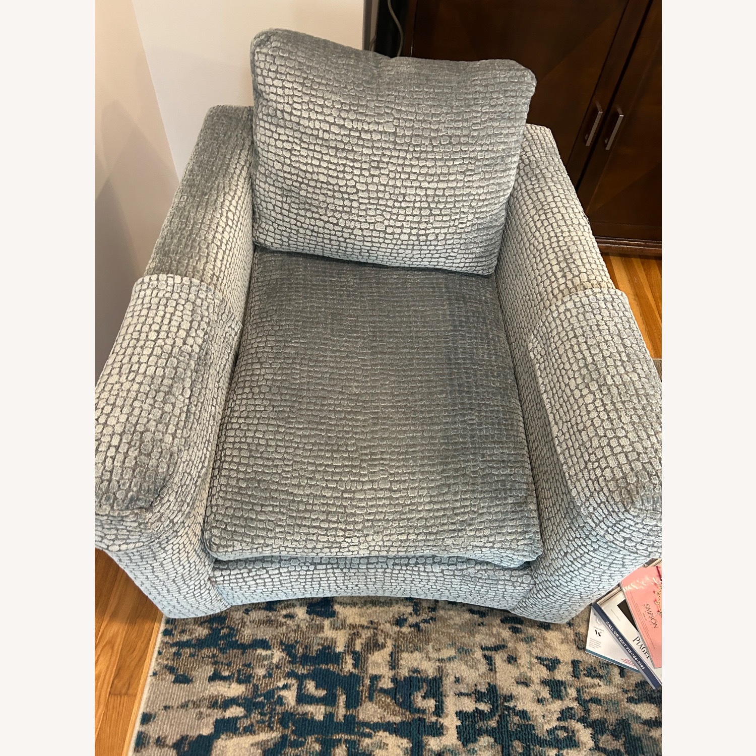 Lee Industries Blue Fabric Swivel Accent Chairs - image-6