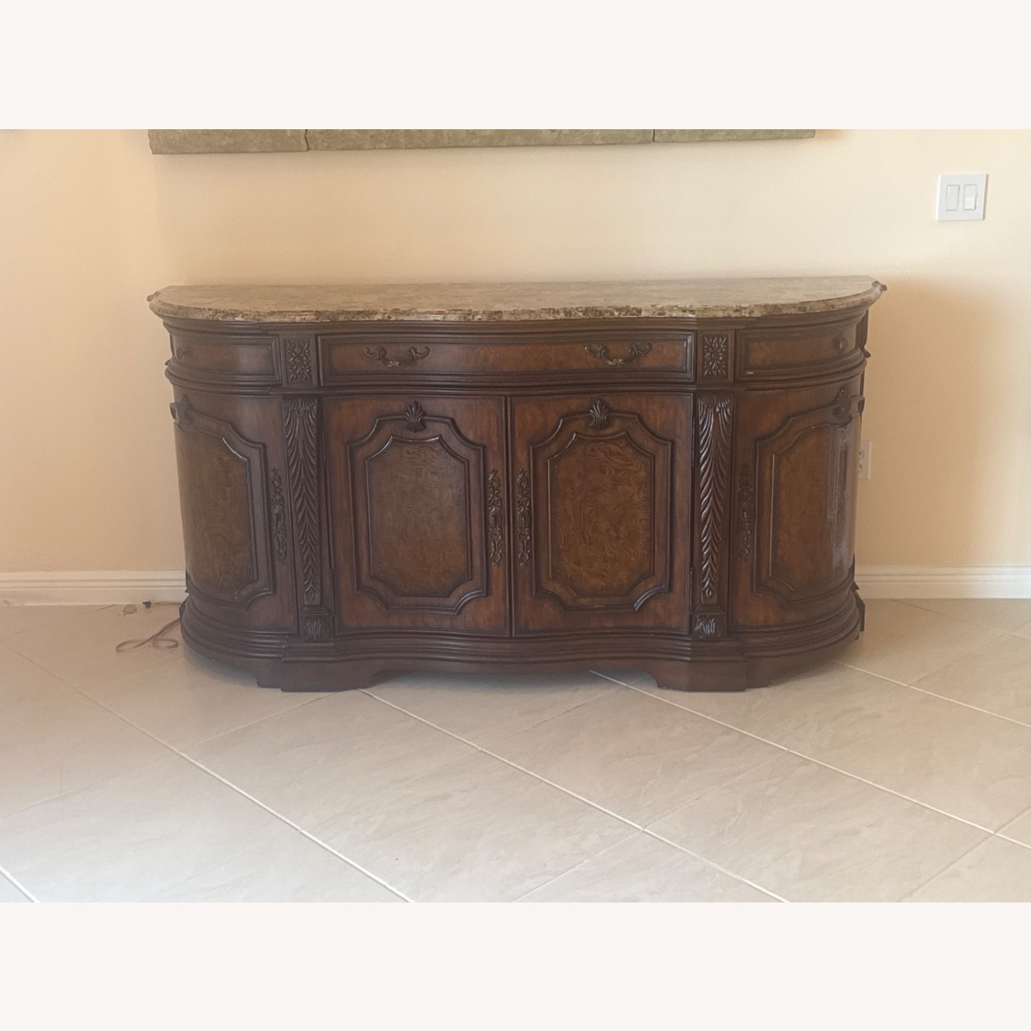 Antique Dark Brown Wood Sideboard - image-3