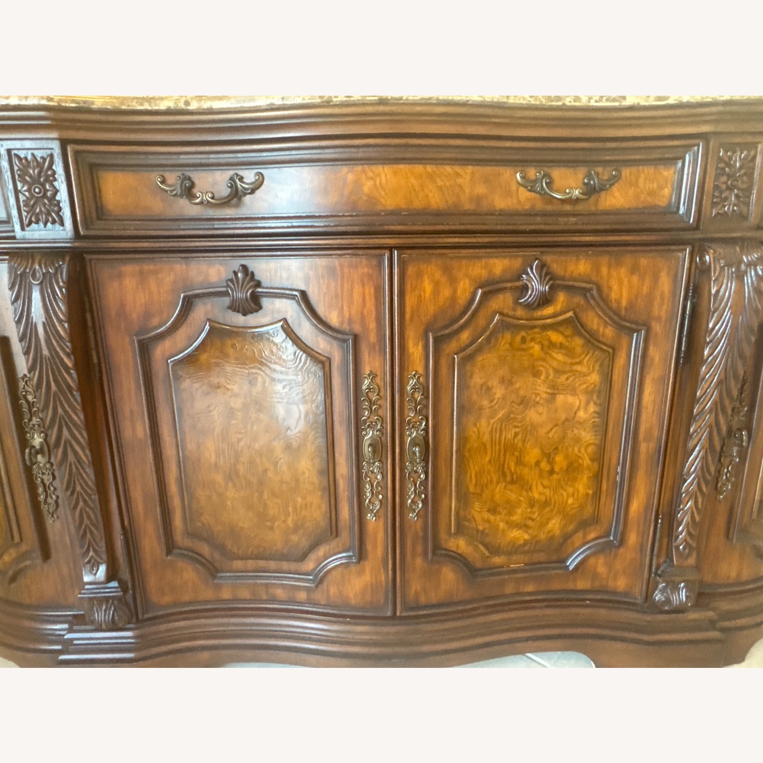 Antique Dark Brown Wood Sideboard - image-4