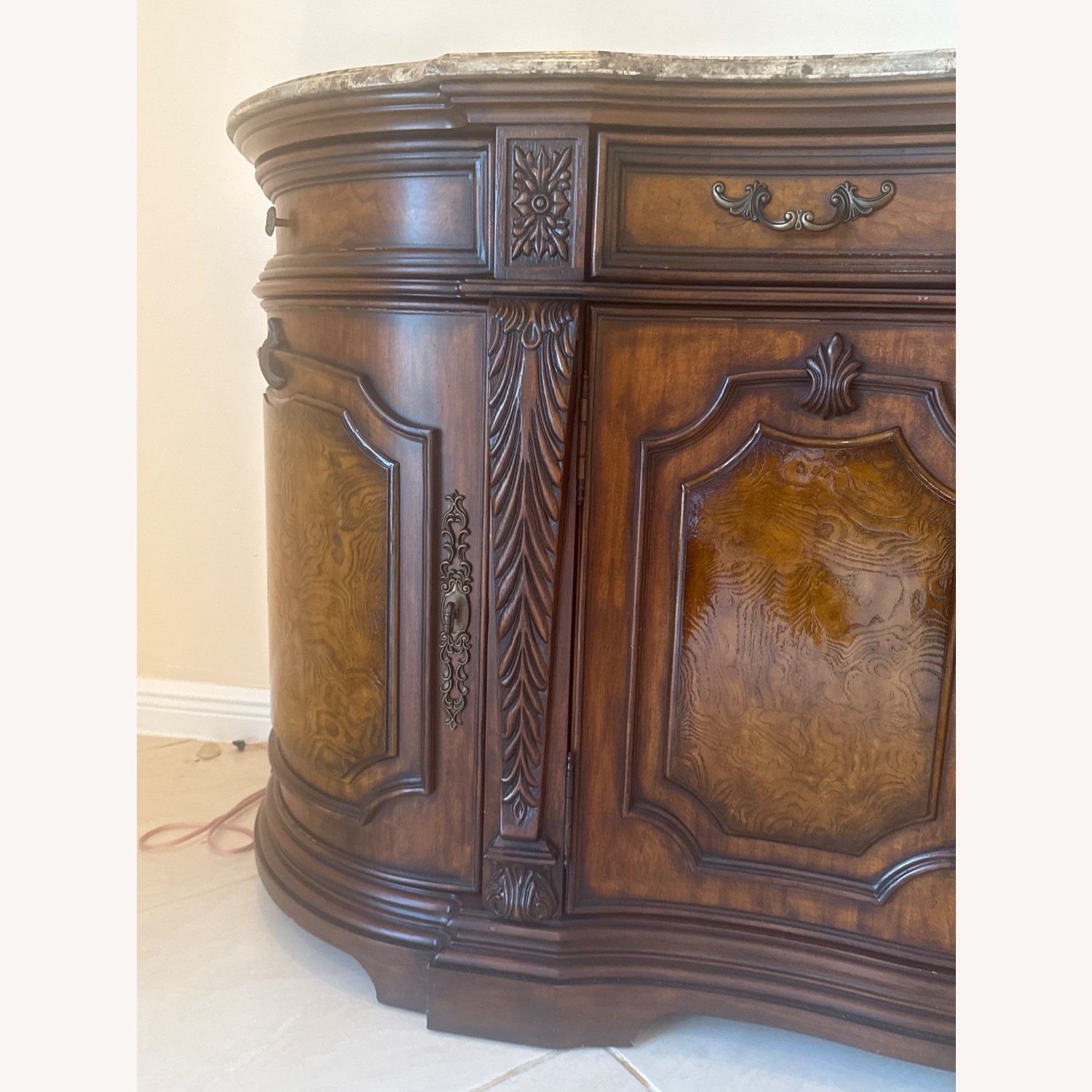 Antique Dark Brown Wood Sideboard - image-6