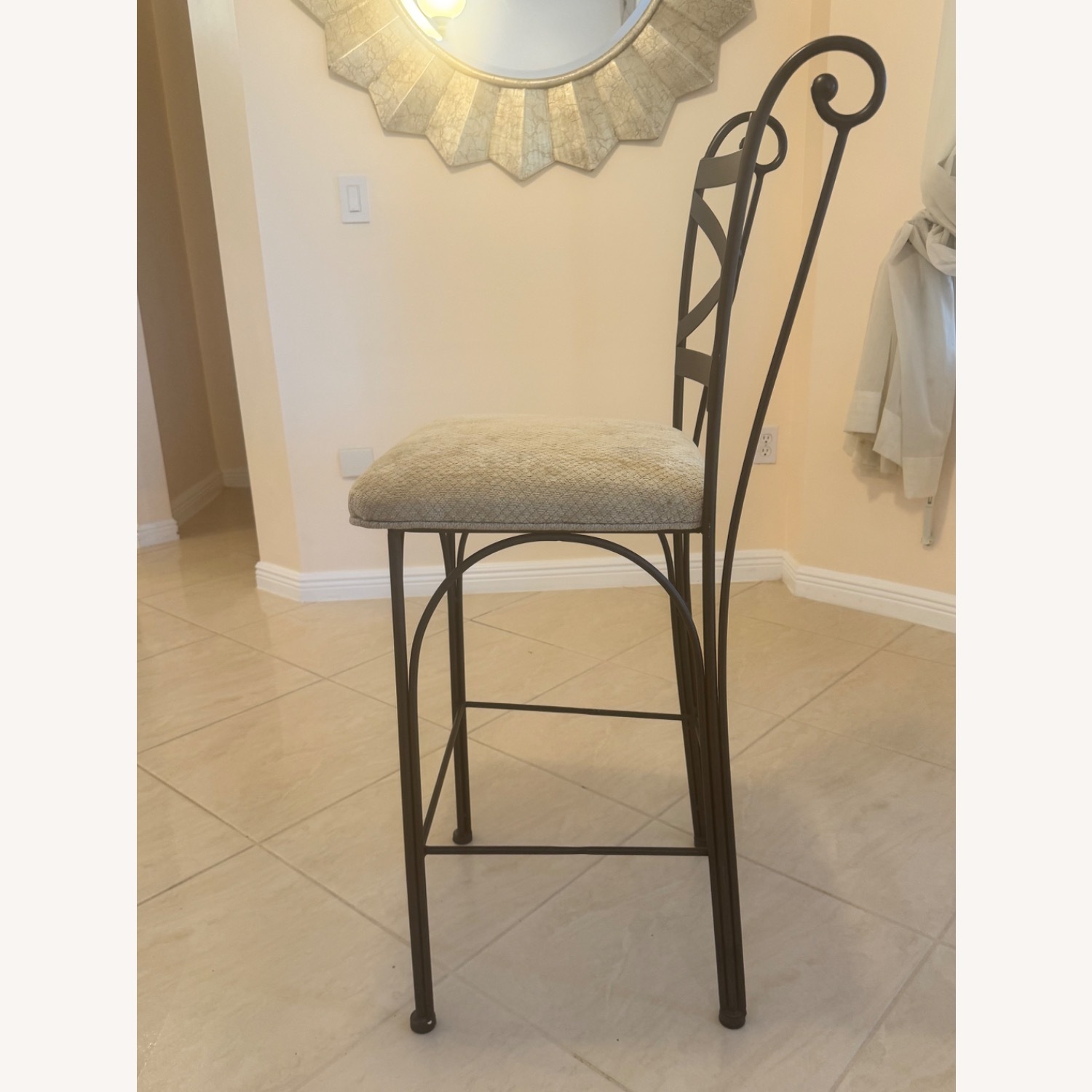 Light Brown Fabric Stool - image-3