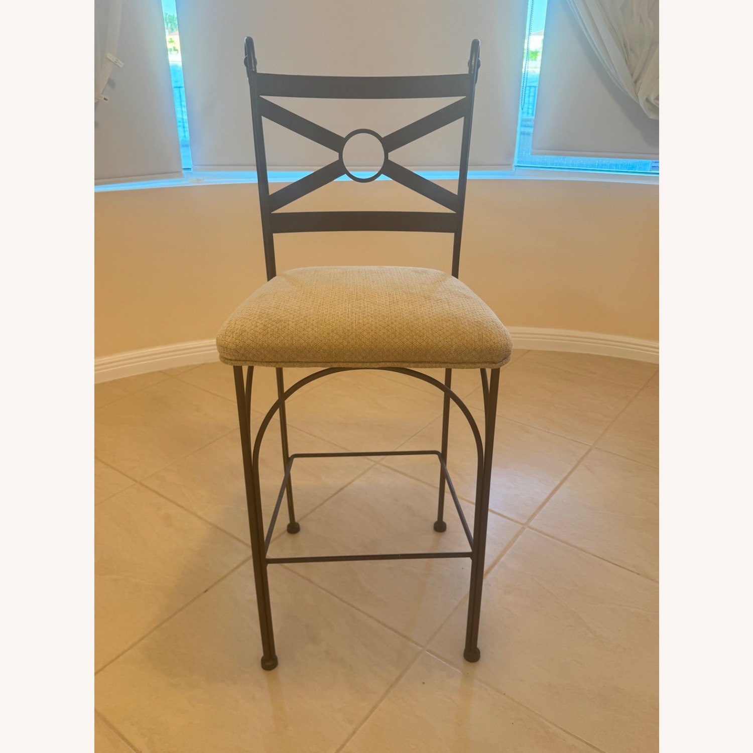 Light Brown Fabric Stool - image-1