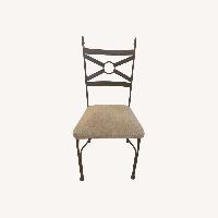 Antique Light Brown Fabric Dining Chairs