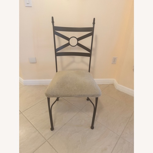 Used Antique Light Brown Fabric Dining Chairs for sale on AptDeco