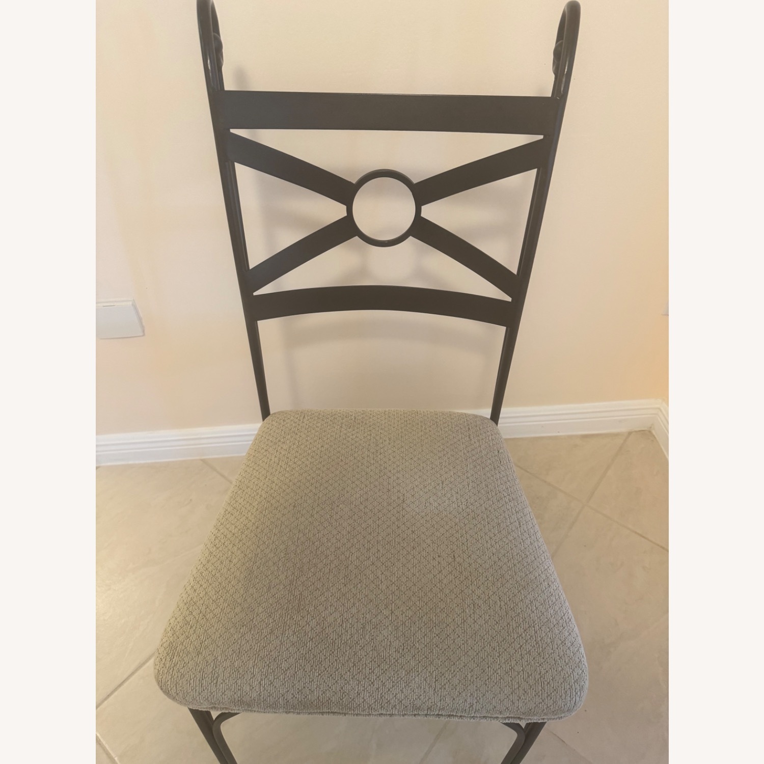 Antique Light Brown Fabric Dining Chairs - image-6