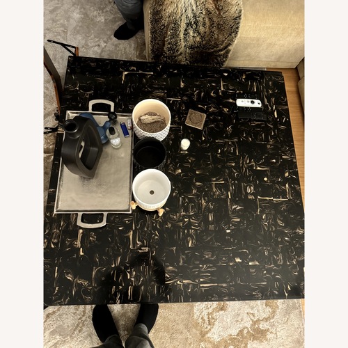 Used CB2 Scatola 48" Square Brown Tiled Resin Coffee Table for sale on AptDeco