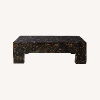 CB2 Scatola 48" Square Brown Tiled Resin Coffee Table