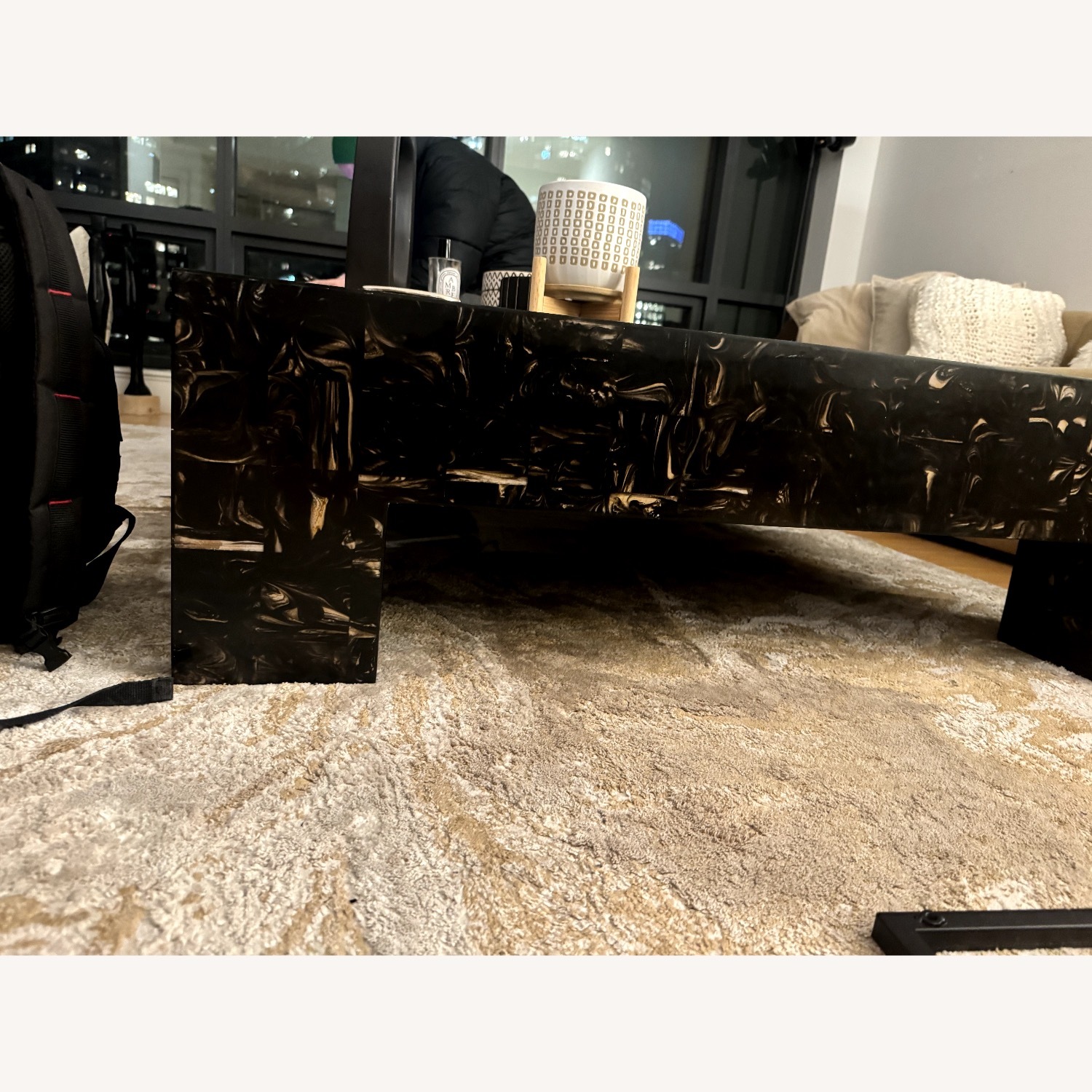 CB2 Scatola 48" Square Brown Tiled Resin Coffee Table - image-3