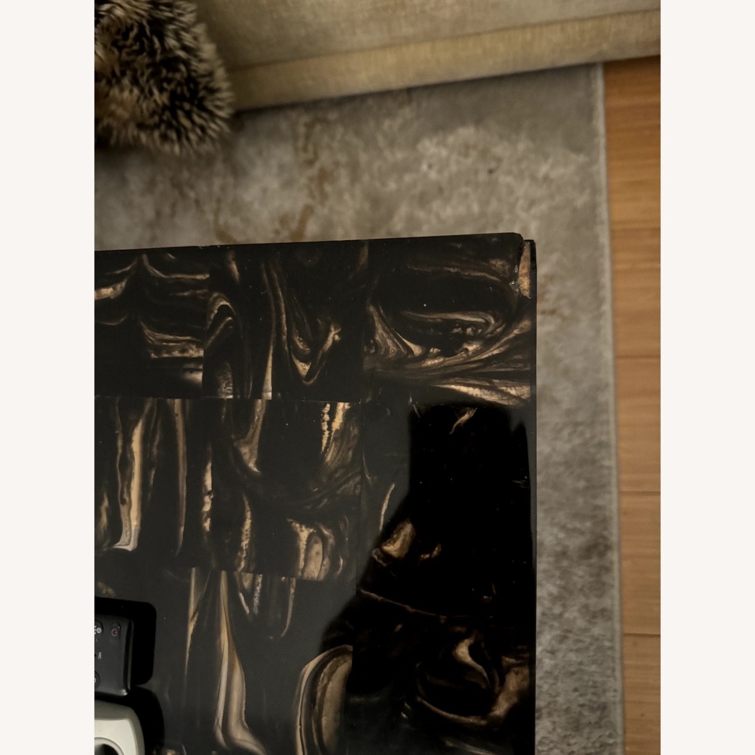 CB2 Scatola 48" Square Brown Tiled Resin Coffee Table - image-6