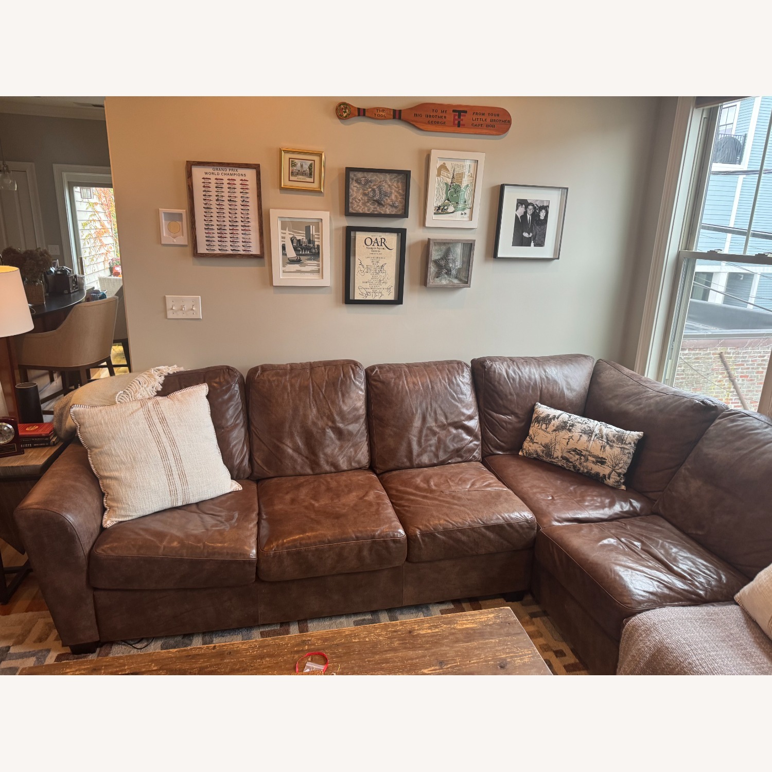 Dark Brown Leather 2 Piece Sectional - image-2