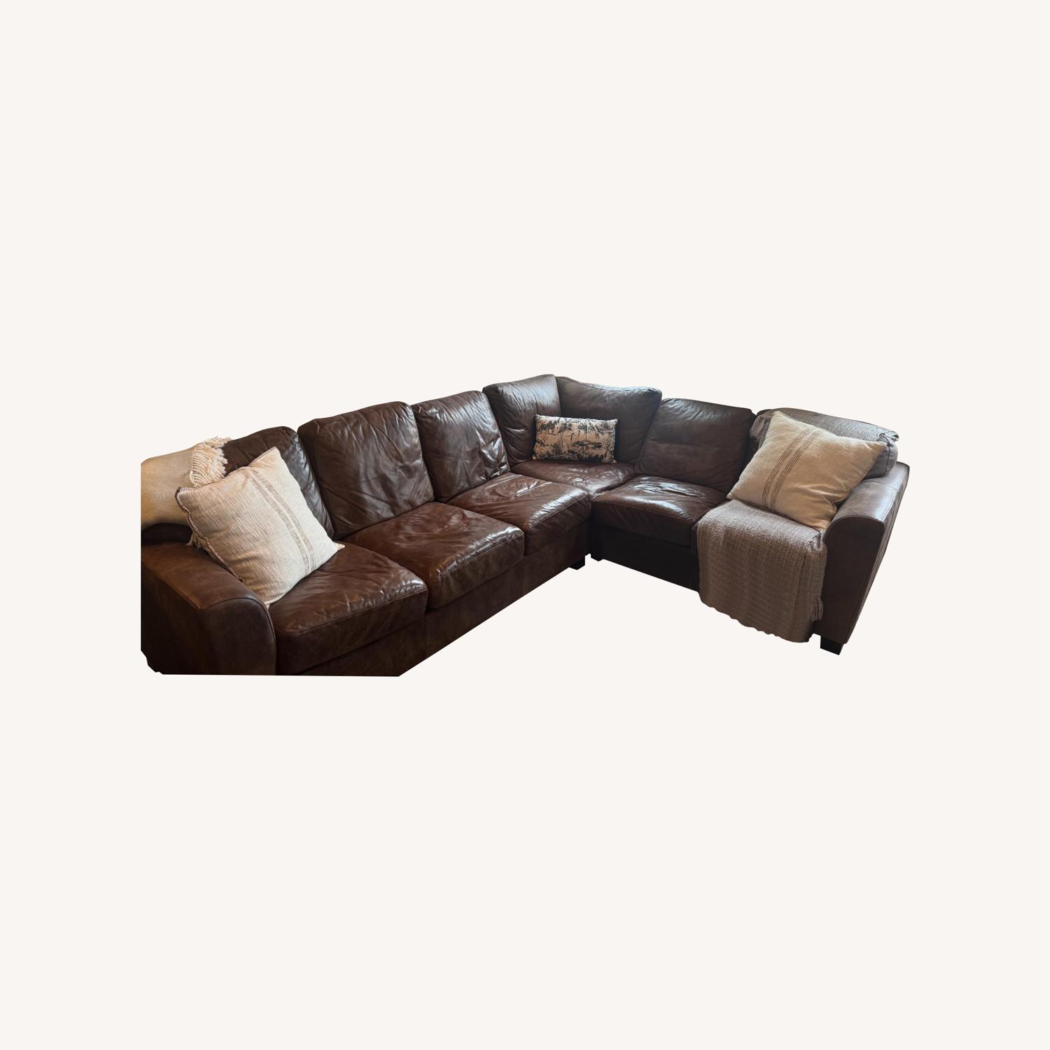 Dark Brown Leather 2 Piece Sectional - image-0