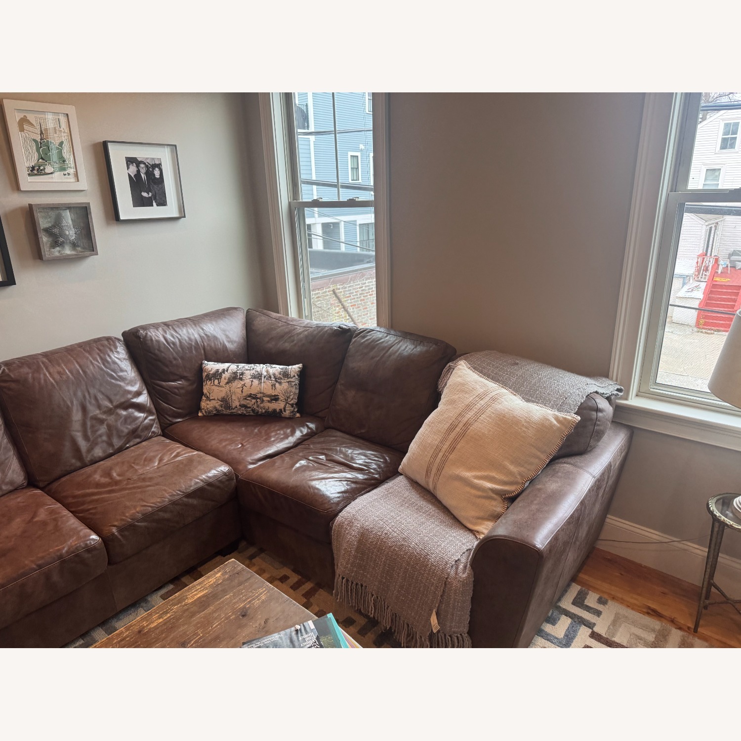 Dark Brown Leather 2 Piece Sectional - image-3