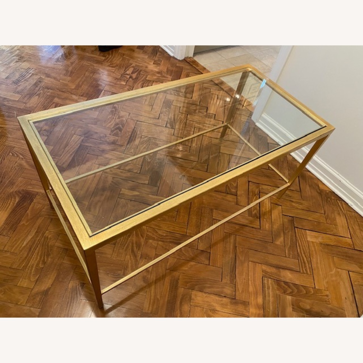 Kravet Gold Glass Coffee Table - image-1