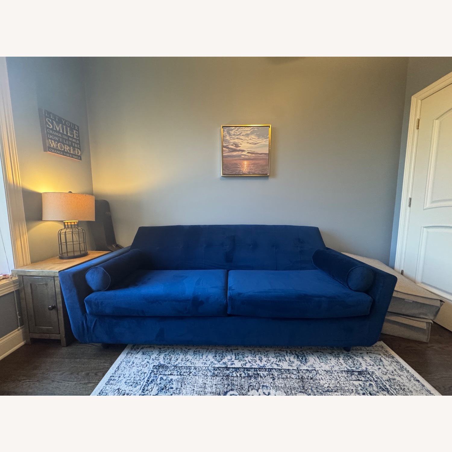 Joybird Hughes Blue Velvet Sleeper Sofa - image-2