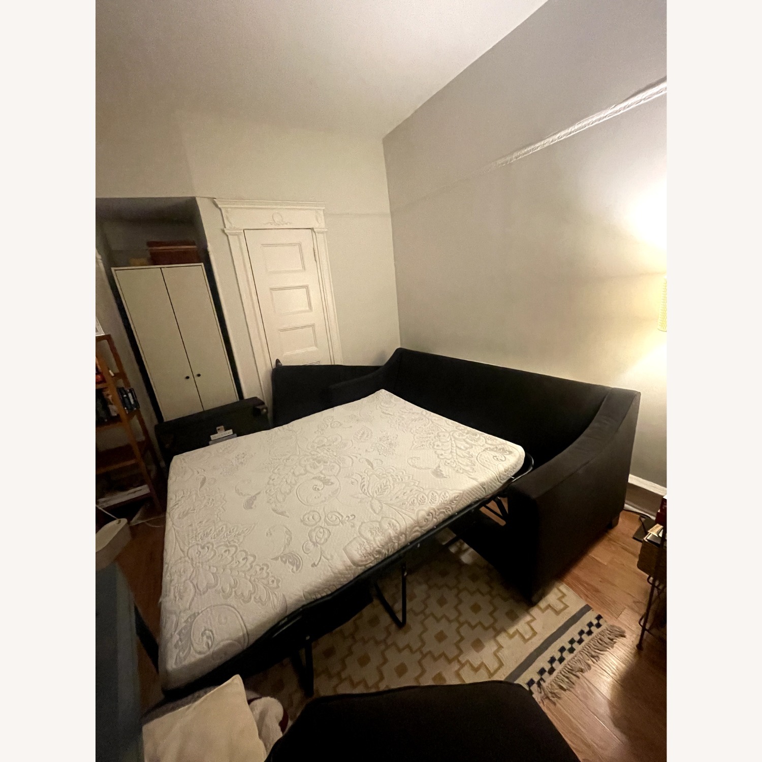 Pottery Barn Dark Gray Velvet Sleeper Sofa - image-5